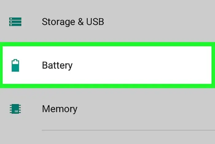 open battery in settings