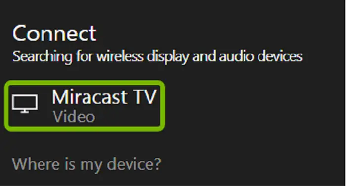 connect to miracast tv