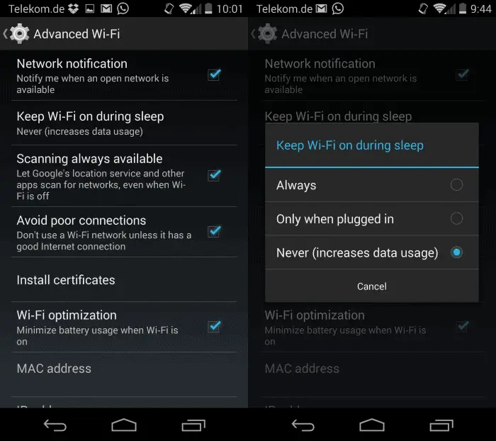 wi fi settings android