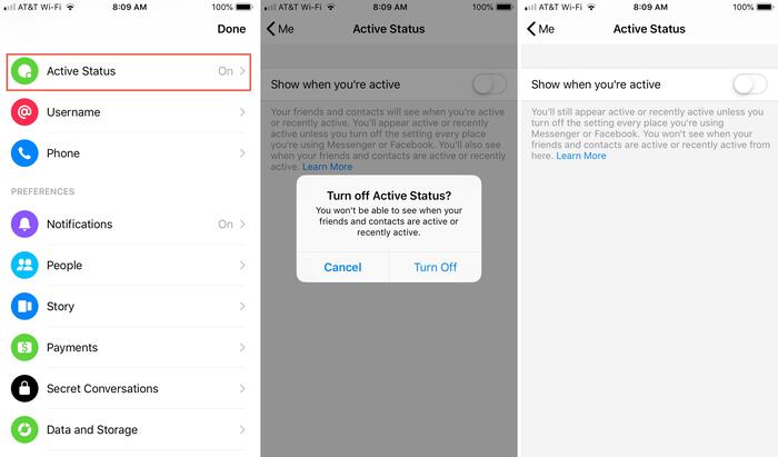 disable active status messenger iphone