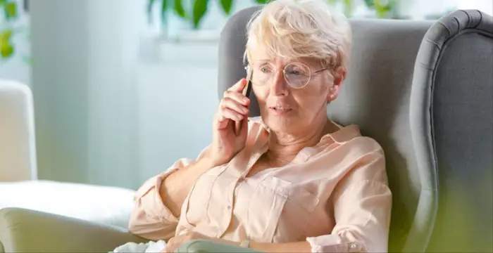 elderly woman on call