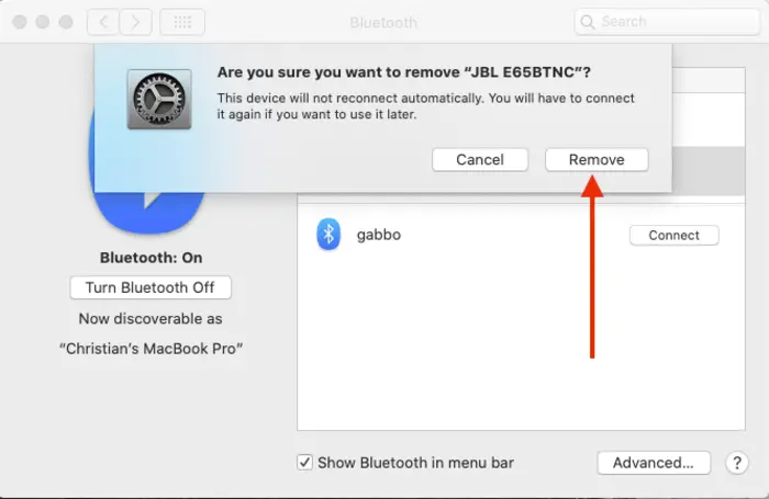 remove bluetooth mouse from mac