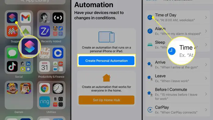 automation to schedule a message on iphone