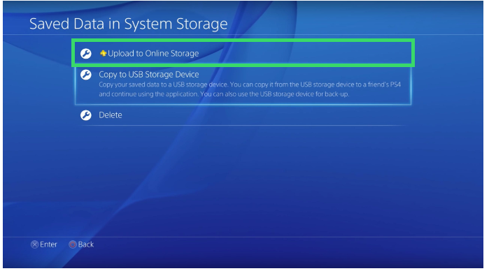 ps4 settings saved data in system storage