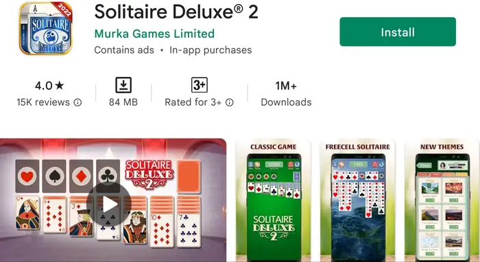 solitaire delixe 2 on play store