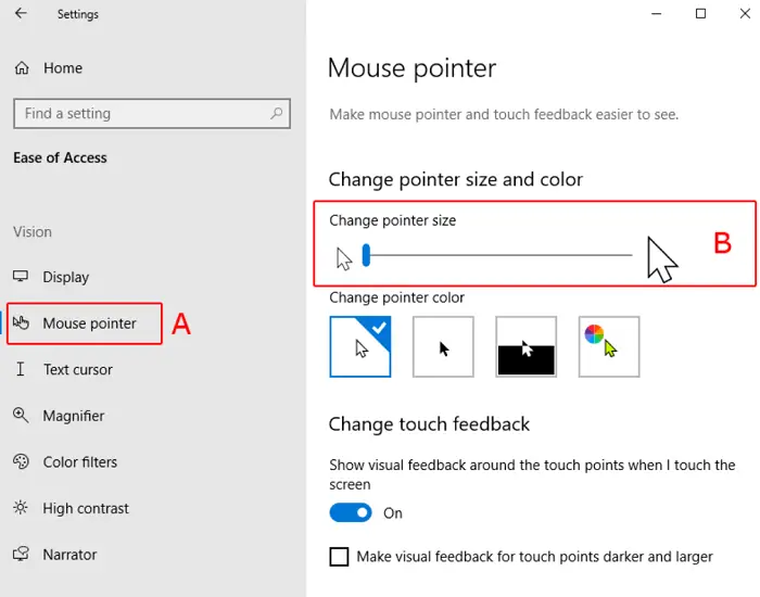 Change mouse pointer