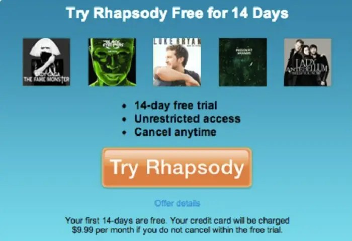 Rhapsody Free Trials 
