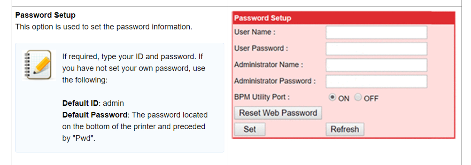 password setup
