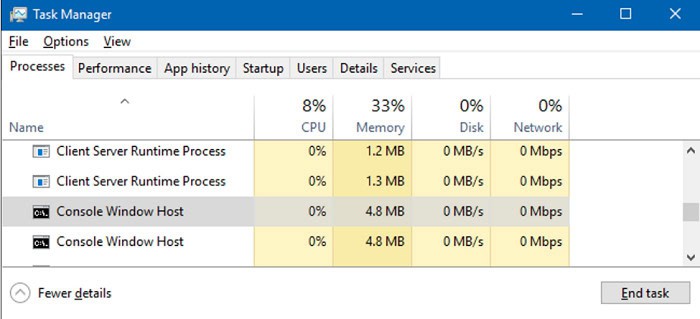 what is window console host