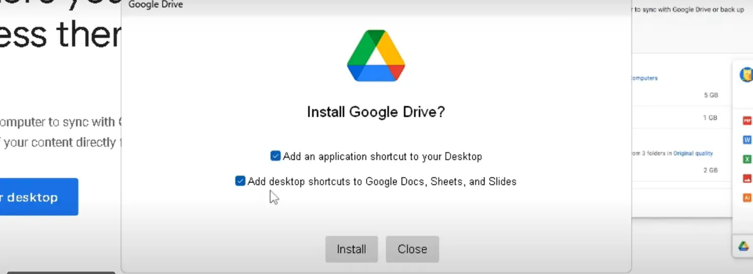add desktop shortcuts to google docs,sheets and slides