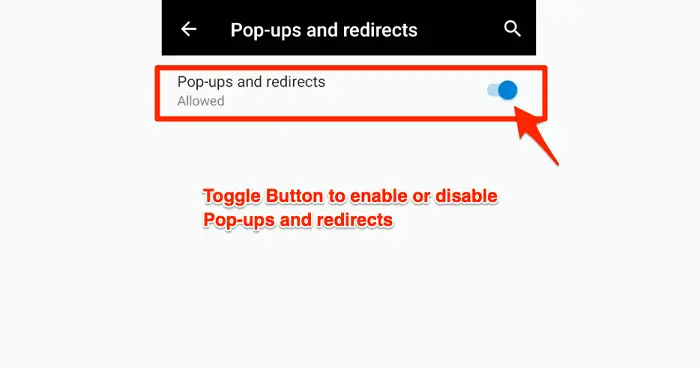 pop ups and redirects