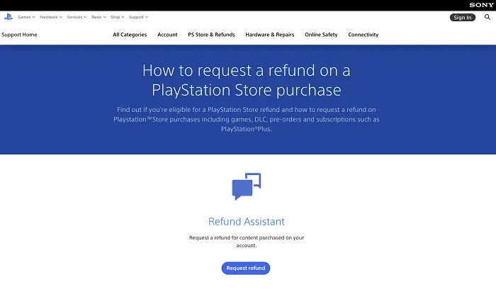 request refund on playstation