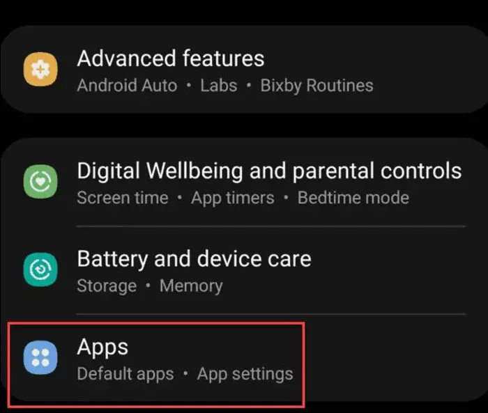 apps and settings