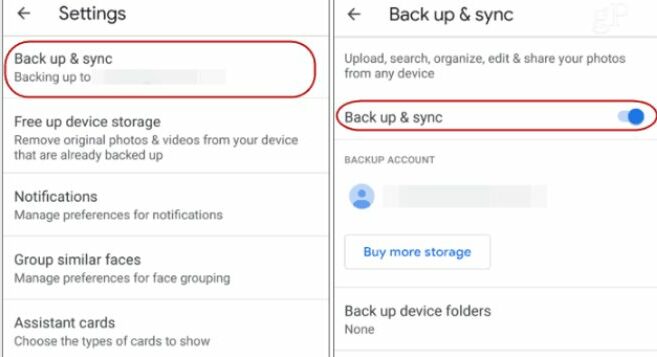 backup & sync feature