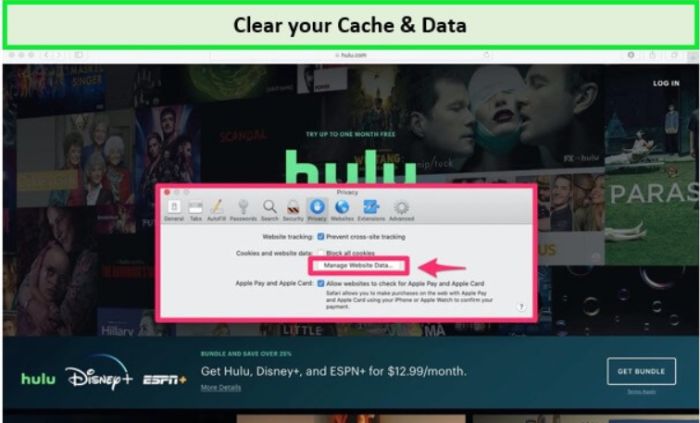 clear cache and data hulu
