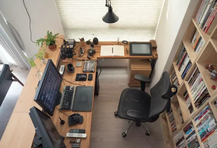 desk with a practical workspace