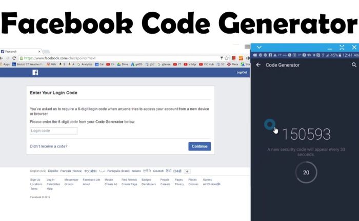 facebook code generator dekstop