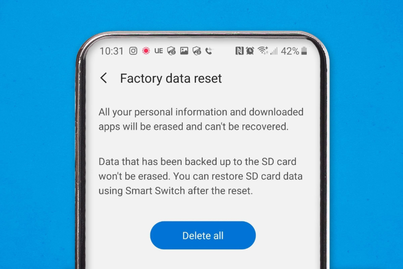 factory data reset menu