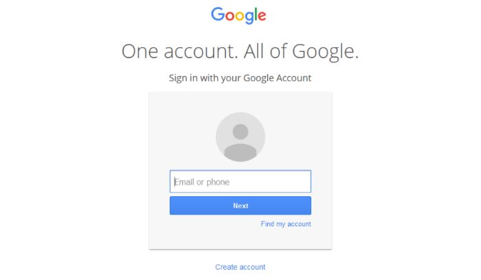 gmail login page to ping your phone