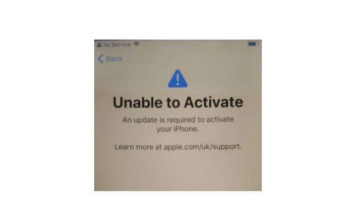 iphone unable to activate update