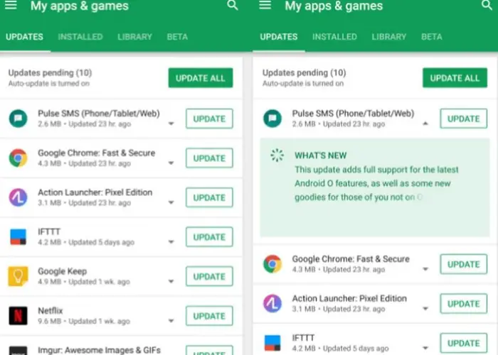 update apps on play store