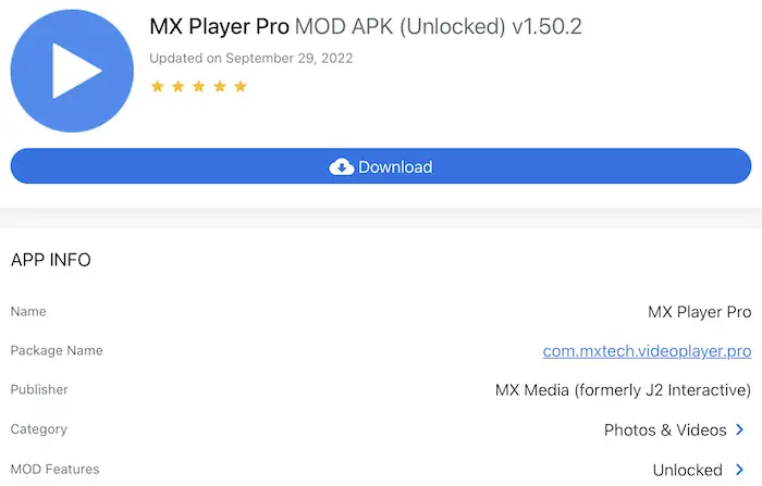 mx player mod apk