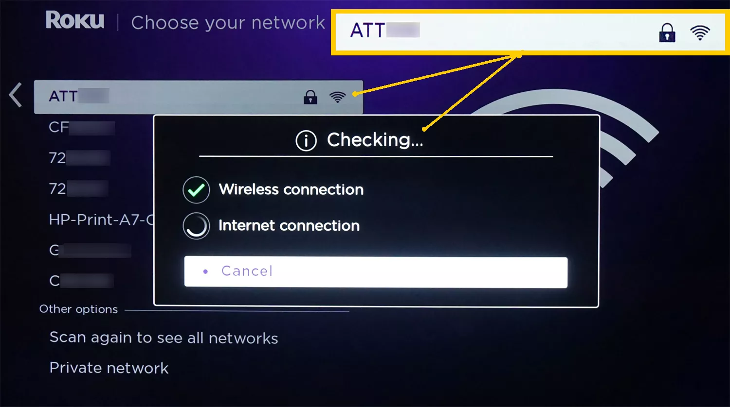 checking wifi connection in roku tv