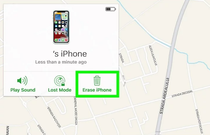 select erase iphone option