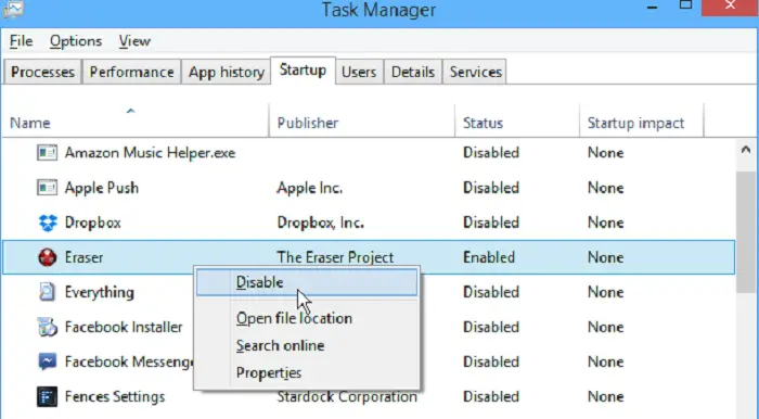 remove an application from the task manager