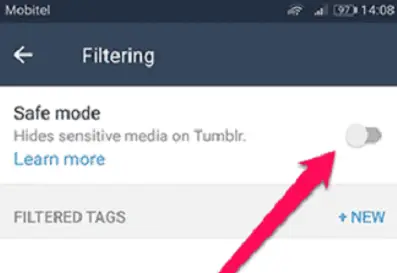 tumblr filtering safe mode