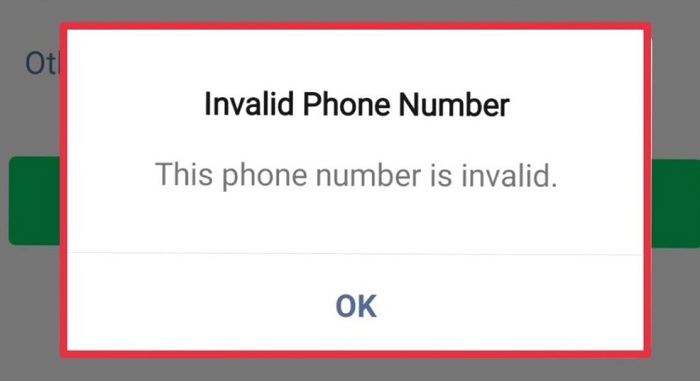 invalid phone number