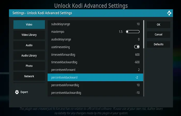 kodi advanced settings