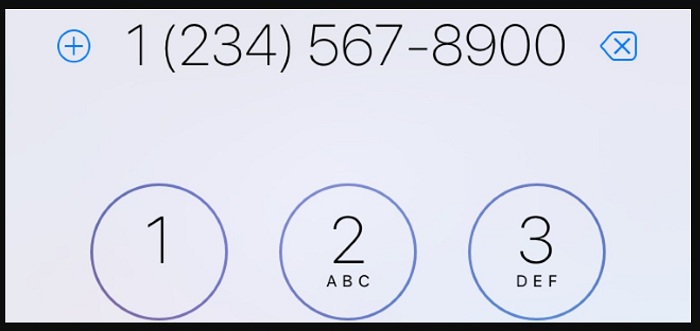 номер телефона на панели набора номера