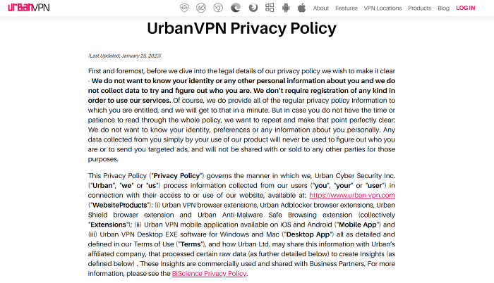 privacy policy urban vpn