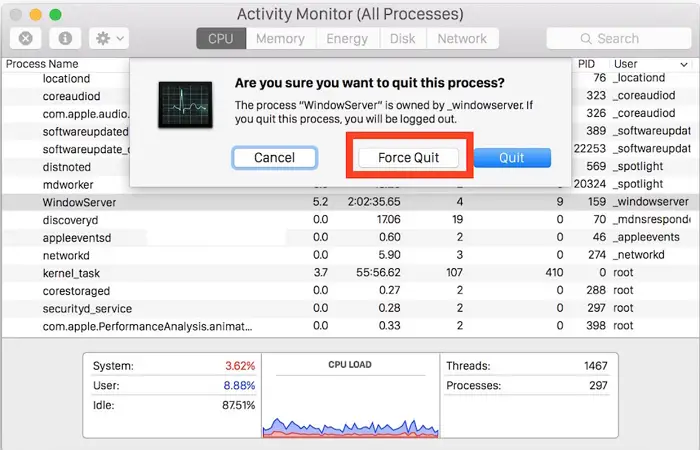 quit process mac