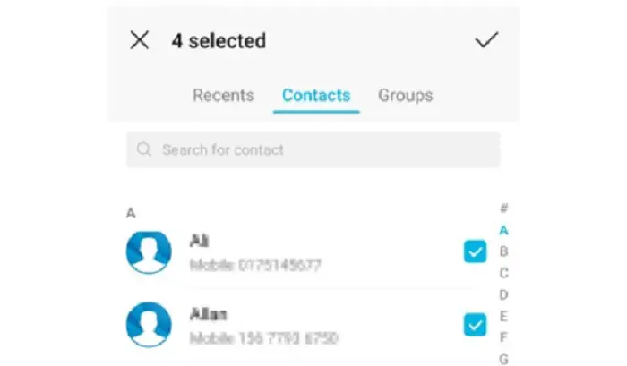 select multiple contacts 