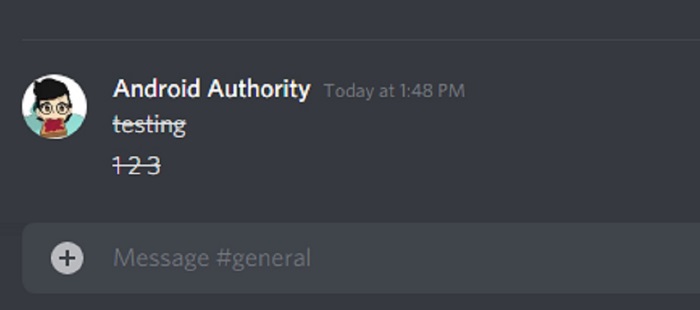 crossed out text in discord