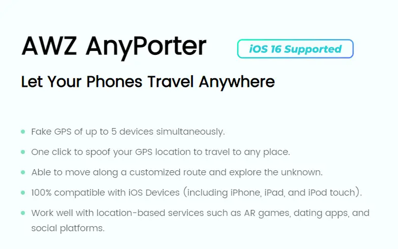 awz anyporter supports ios devices