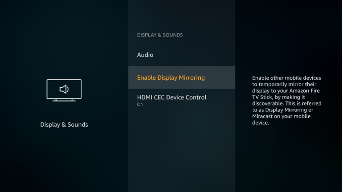 fire tv settings for screen mirroring