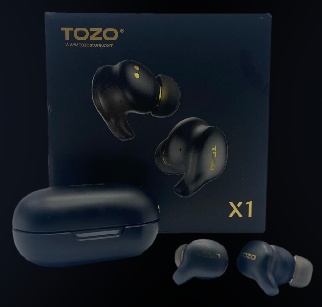 tozo golden x1 box and earbuds