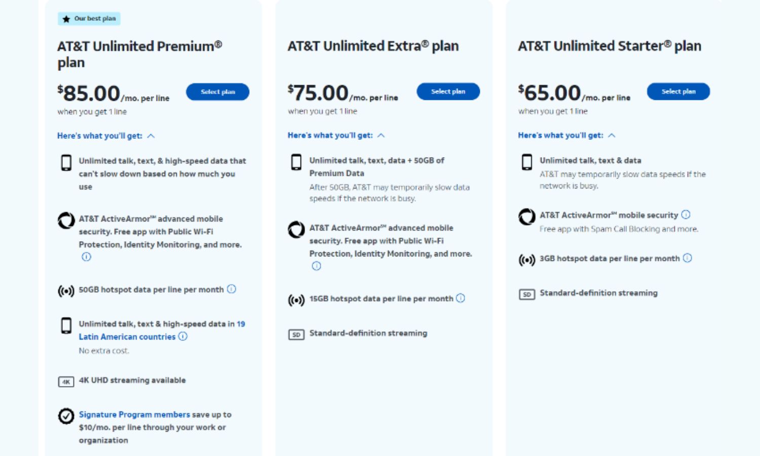 at&t unlimited plans