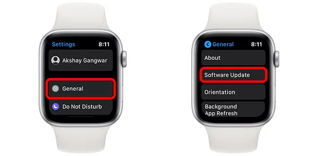 recent versions on apple watch