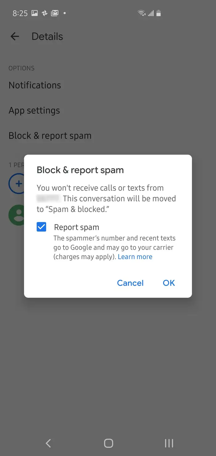 report or block sender