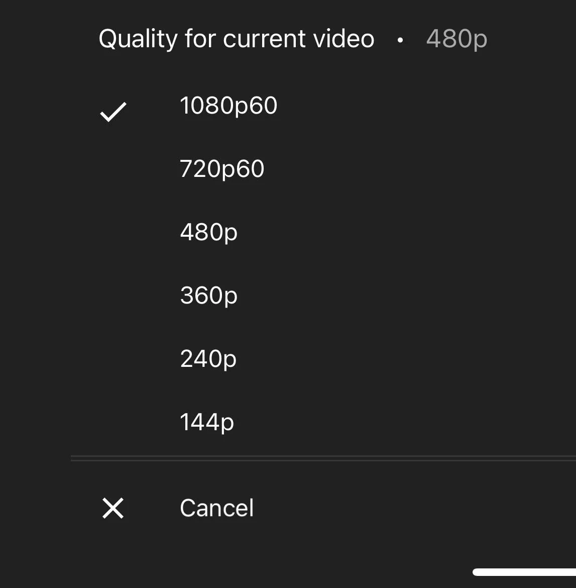 selection of video quality