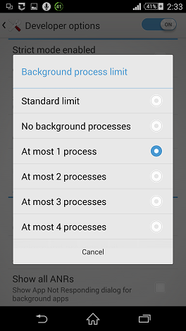 background processes limit