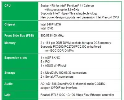 cpu information with motherboard specifications