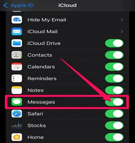 turning on messages in the icloud