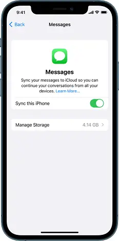 turning on the message sync