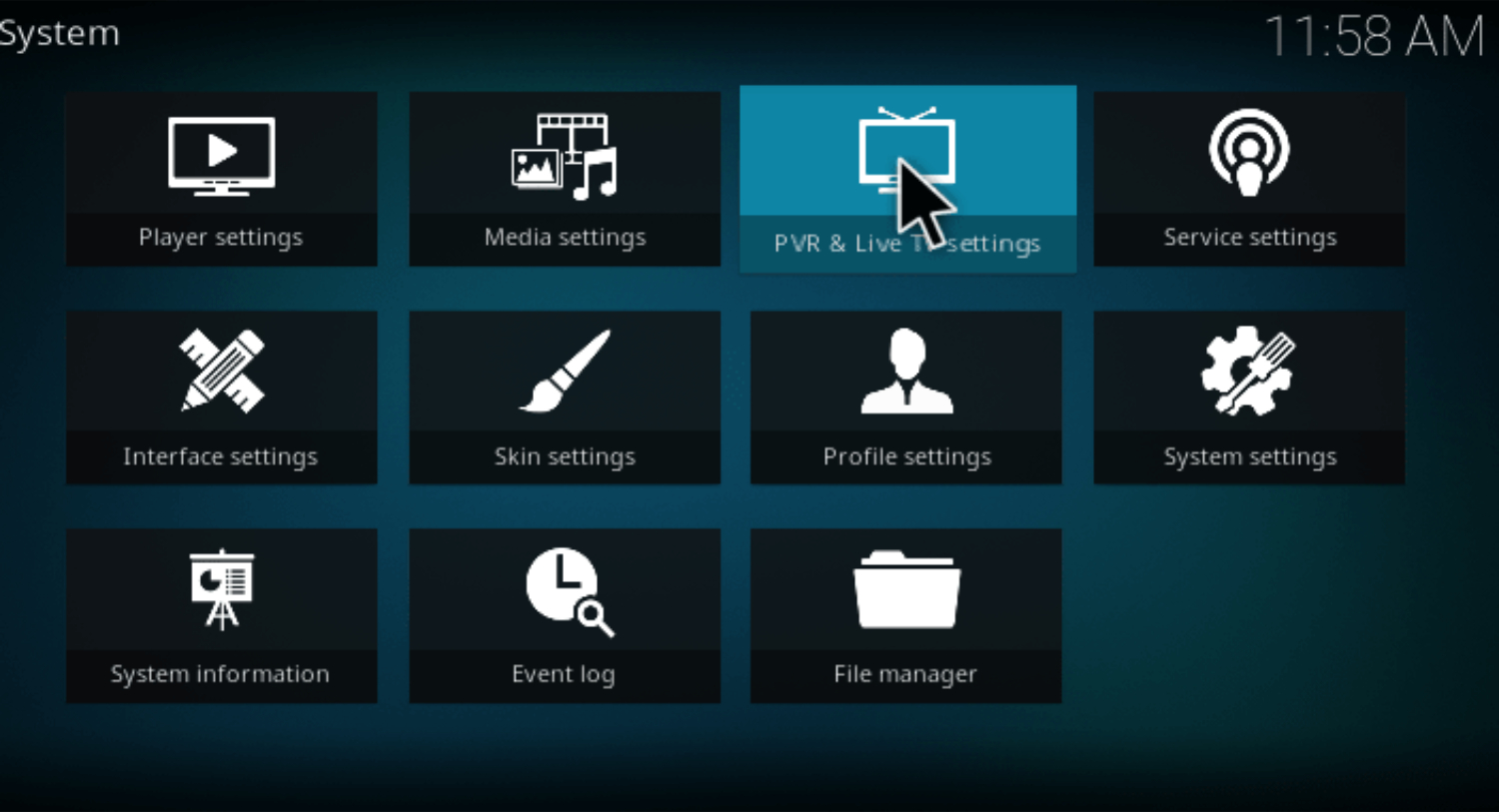 pvr and live tv settings