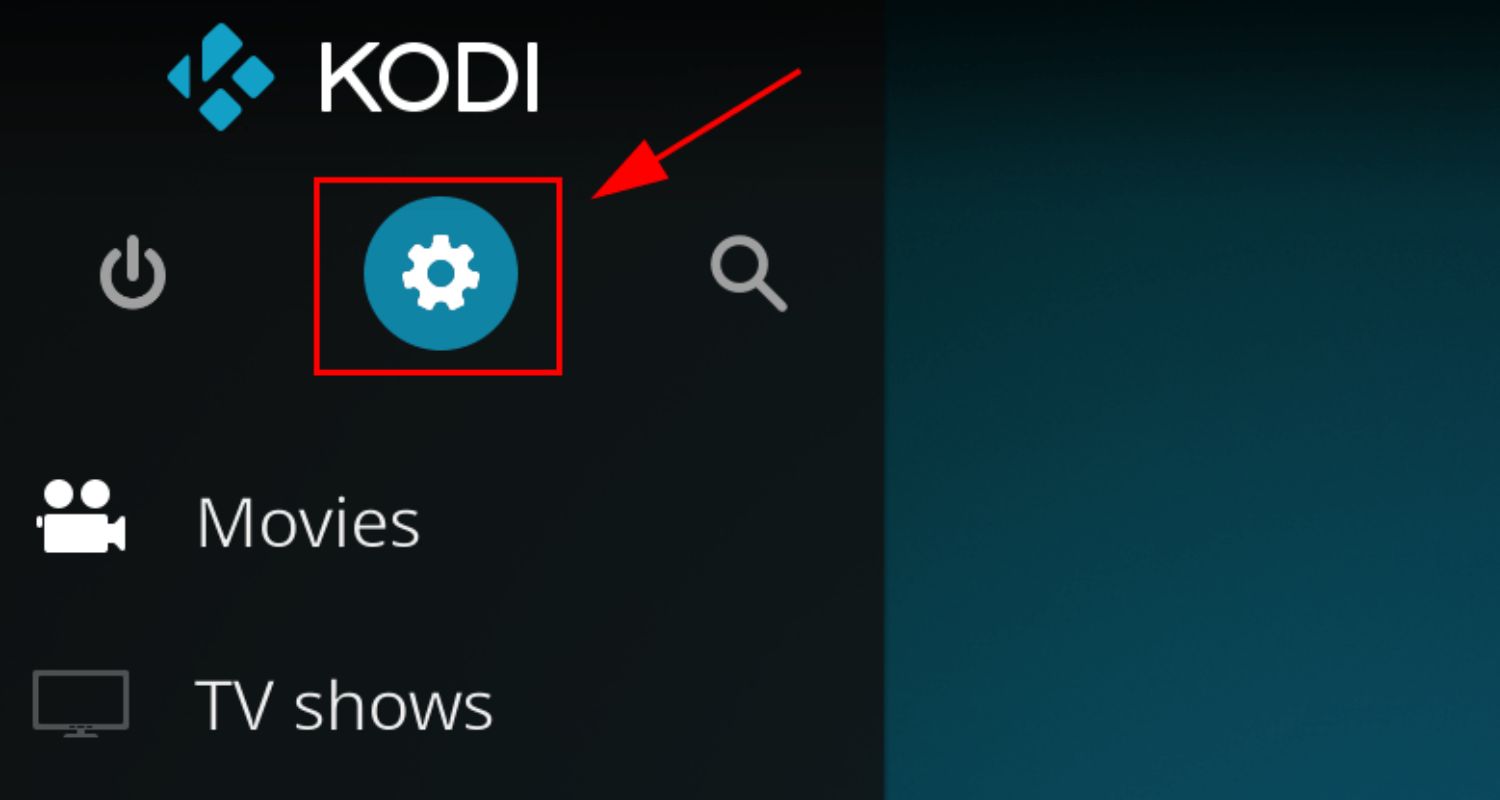 cog icon in kodi for settings